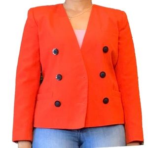 Vintage Double Breasted Crop Orange Blazer Size 6